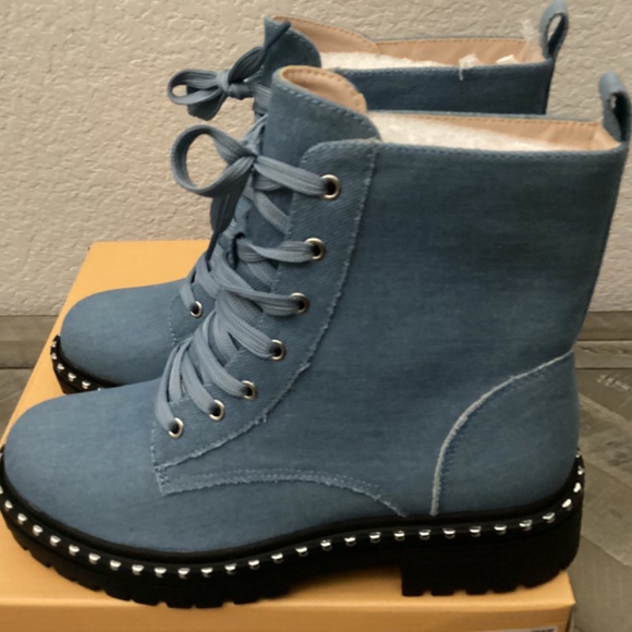 CHASE AND CHLOE Mira Studded Lug Combat Boot (Women), size 8 - Picture 4 of 11